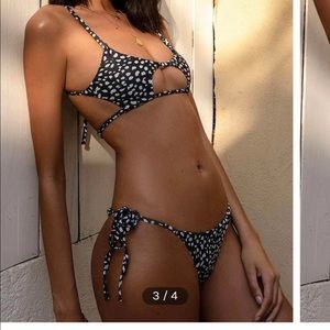 Sol Sienna Dalmatian Print Tie Cutout Bikini Swimsuit